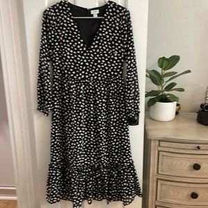 J Crew Midi Black and White Dress Size XSP